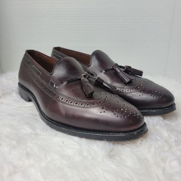Allen Edmonds Manchester Mens Tassel Loafer 9.5 D Burdundy Calfskin Dress Shoes - Picture 1 of 10